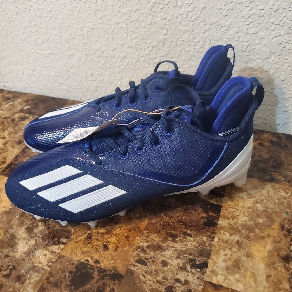 New Adidas FX4250 Adizero Scorch Navy Blue White Men's Football Cleats Size 10